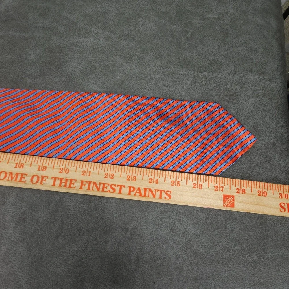 Brooks Brothers 346 Tie Mens Pure Silk Orange Blue Repp Stripe USA Necktie
